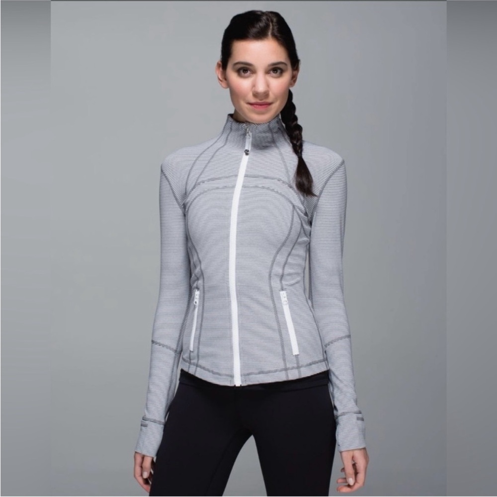 Rare Lululemon Define Jacket- Tonka Stripe Heathered Slate White